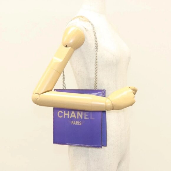 CHANEL Hologram Chain Shoulder Bag Vinyl Purple CC Auth 128454V - Picture 14 of 16